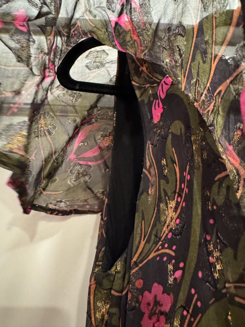 Anthropologie Ett Twa Metallic Floral Brenda Jumpsuit Green Wedding Guest Party - Picture 6 of 16